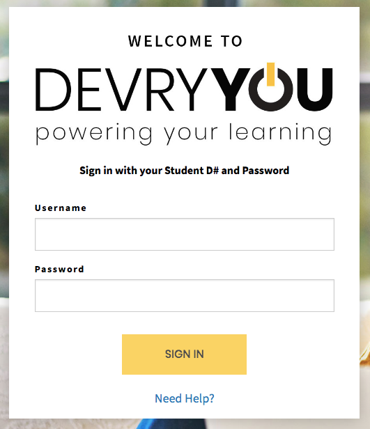how to login to DeVry Student Portal